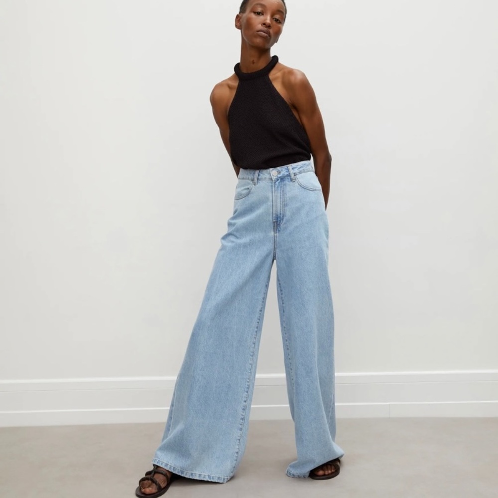 NWT ROHE Marni Denim Extra-Wide Leg Light Wash Jeans